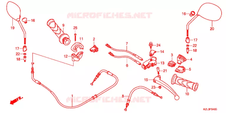 LEVIER DE GUIDON - CABLE - COMMODO Honda SCOOTER 110 VISION 2018  NSC110WHG