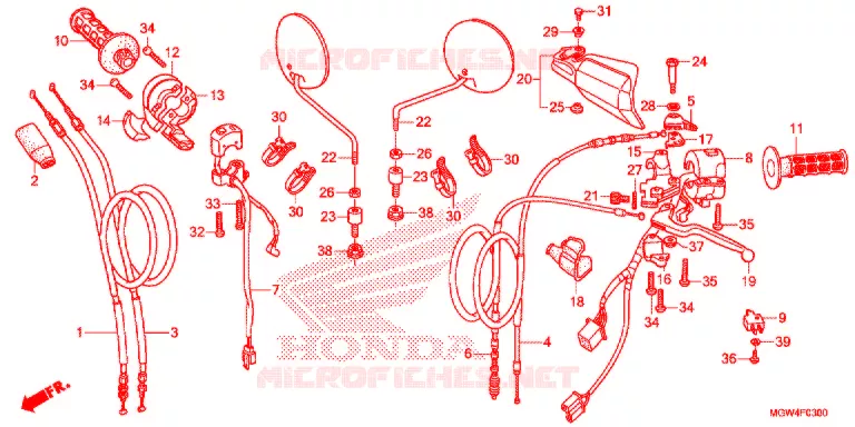 LEVIER DE GUIDON - CABLE - COMMODO Honda MOTO 650 XR 2020  XR650LL