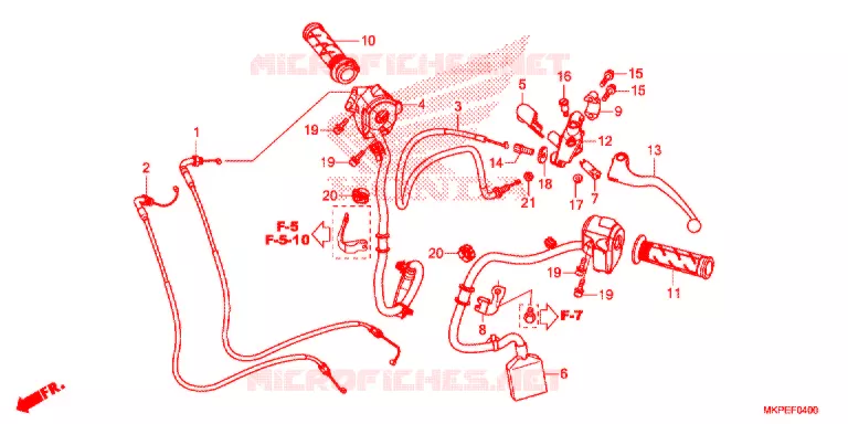 LEVIER DE GUIDON - CABLE - COMMODO Honda MOTO 500 CB 2020  CB500FAL
