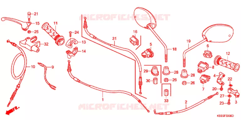 LEVIER DE GUIDON - CABLE - COMMODO Honda MOTO 125 BIZ 2010  BC125MCA