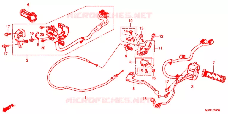 LEVIER DE GUIDON - CABLE - COMMODO Honda MOTO 1000 CBR 2021  CBR1000STL
