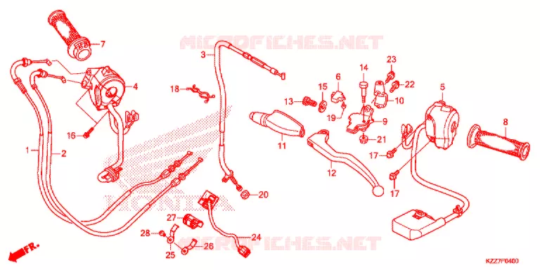 LEVIER DE GUIDON - CABLE - COMMODO Honda MOTO 250 CRF 2020  CRF250LL