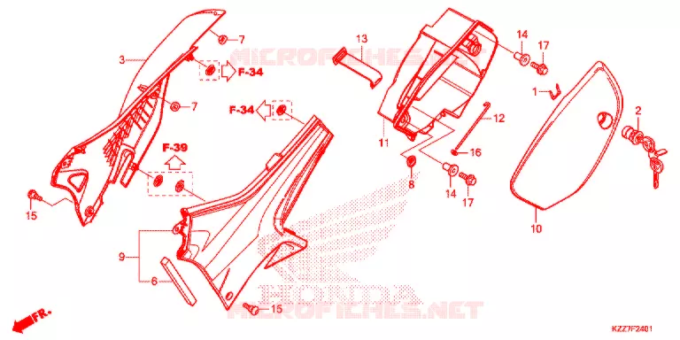 COUVERCLES LATERAUX (CRF250RL/RLA) Honda MOTO 250 CRF 2020  CRF250RLAL