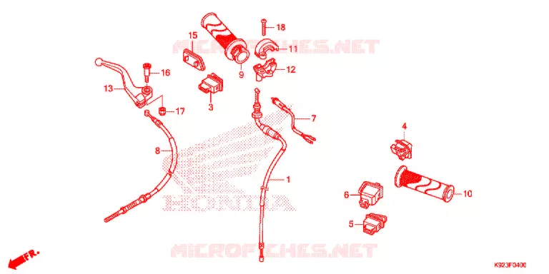 LEVIER DE GUIDON - CABLE - COMMODO Honda MOTO 125 GL 2015  CGX125SHE