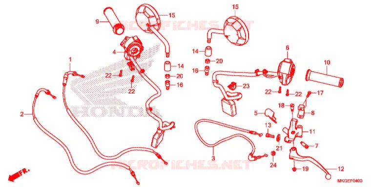 LEVIER DE GUIDON - CABLE - COMMODO Honda MOTO 500 REBEL 2021  CMX500A2L