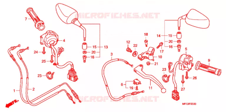 LEVIER DE GUIDON - CABLE - COMMODO Honda MOTO 600 HORNET 2011  CB600FAB