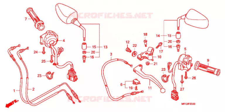 LEVIER DE GUIDON - CABLE - COMMODO Honda MOTO 600 HORNET 2011  CB600FB