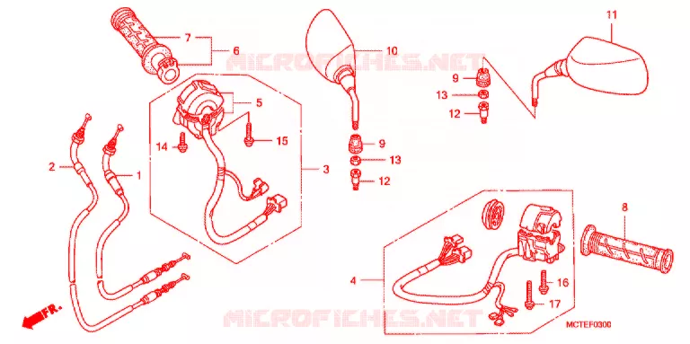 COMMODO - LEVIER - CABLE Honda SCOOTER 600 SILVERWING 2007  FJS600A7