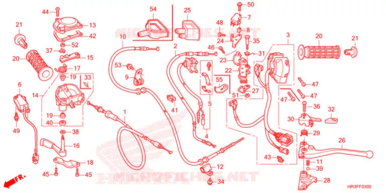 LEVIER DE GUIDON - CABLE - COMMODO Honda ATV 420 FOURTRAX 2021  TRX420FM2M