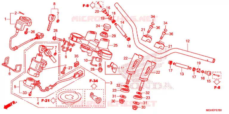 GUIDON - TE DE FOURCHE Honda MOTO 1200 CROSSTOURER 2016  VFR1200XDSG