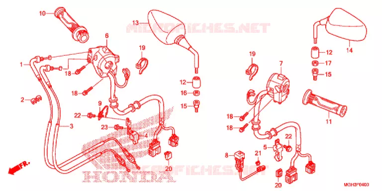 COMMUTATEUR/CABLE/MIROIR  Honda MOTO 1200 CROSSTOURER 2012  VFR1200XC