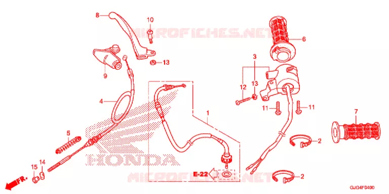 LEVIER DE GUIDON - CABLE - COMMODO Honda MOTO 50 CRF 2021  CRF50FM