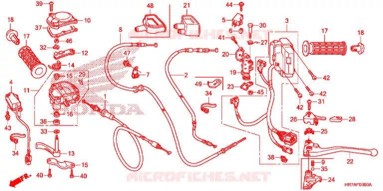 LEVIER DE GUIDON - CABLE - COMMODO Honda ATV 420 FOURTRAX 2021  TRX420FA5M