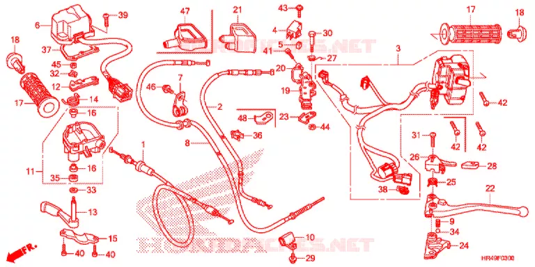 LEVIER DE GUIDON - CABLE - COMMODO Honda ATV 520 FOURTRAX 2021  TRX520FM1M