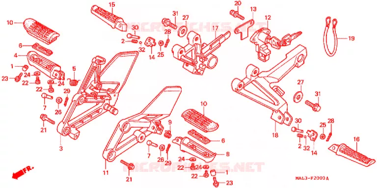 REPOSE PIED Honda MOTO 600 CBR 1997  CBR600F3V