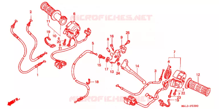 LEVIER DE GUIDON - CABLE - COMMODO Honda MOTO 600 CBR 1998  CBR600FW