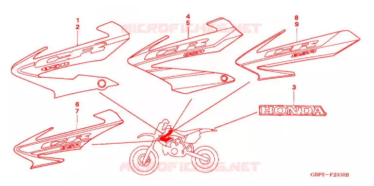 AUTOCOLLANTS Honda MOTO 85 CR 2003  CR85RB3