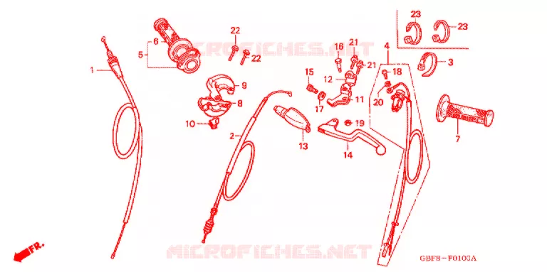 LEVIER DE GUIDON - CABLE - COMMODO Honda MOTO 85 CR 2003  CR85RB3