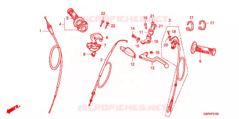 COMMODO - LEVIER - CABLE Honda MOTO 85 CR 2007  CR85RB7
