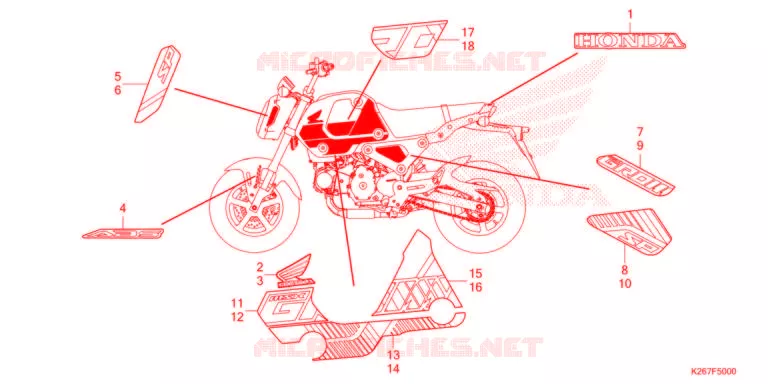 AUTOCOLLANTS Honda MOTO 125 MSX 2021  MSX125AM