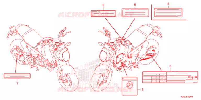 ETIQUETTE DE PRECAUTIONS (CA,LO,2KO,KO) Honda MOTO 125 MSX 2022  MSX125M