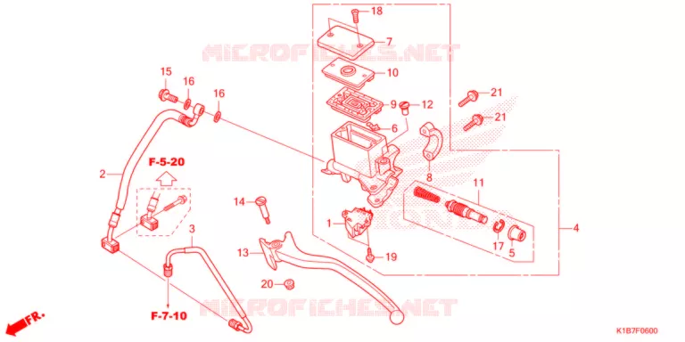 MAITRE CYLINDRE DE FREIN ARRIERE Honda SCOOTER 350 FORZA 2021  NSS350AM_6ED