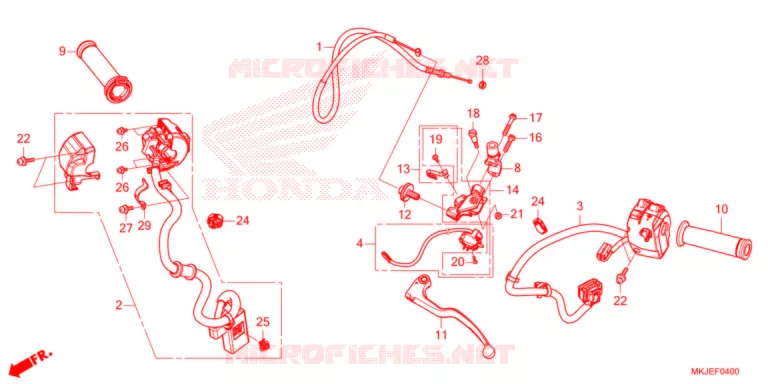 LEVIER DE GUIDON - CABLE - COMMODO Honda MOTO 1000 CB 2021  CB1000RAM_BE