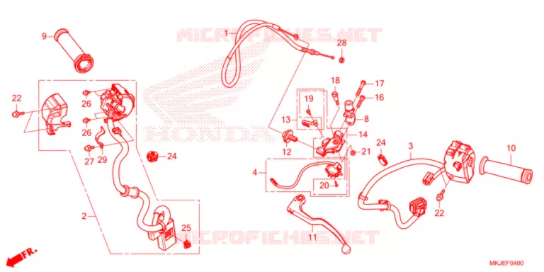 LEVIER DE GUIDON - CABLE - COMMODO Honda MOTO 1000 CB 2023  CB1000RAM_BE