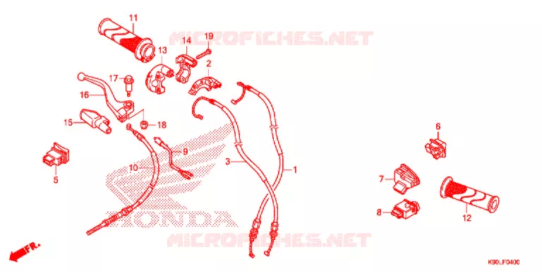 POIGNEE - COMMODO - CABLE Honda MOTO 110 WAVE 2020  AFP110DFL