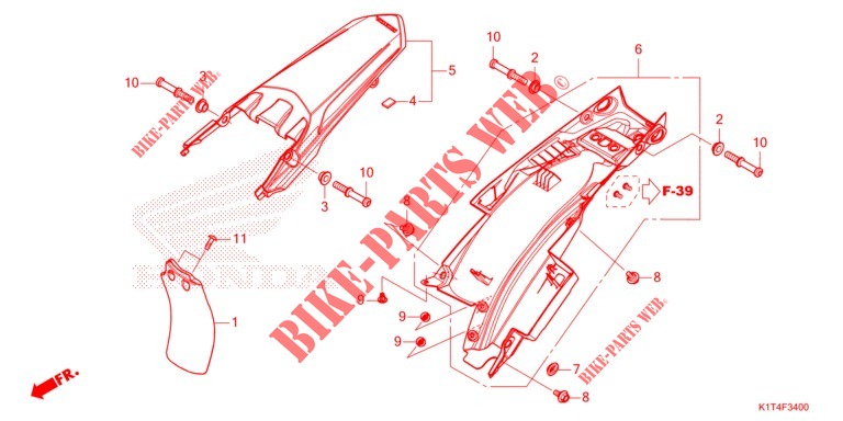 GARDE BOUE ARRIERE pour Honda CRF 300 RALLY ABS 2021