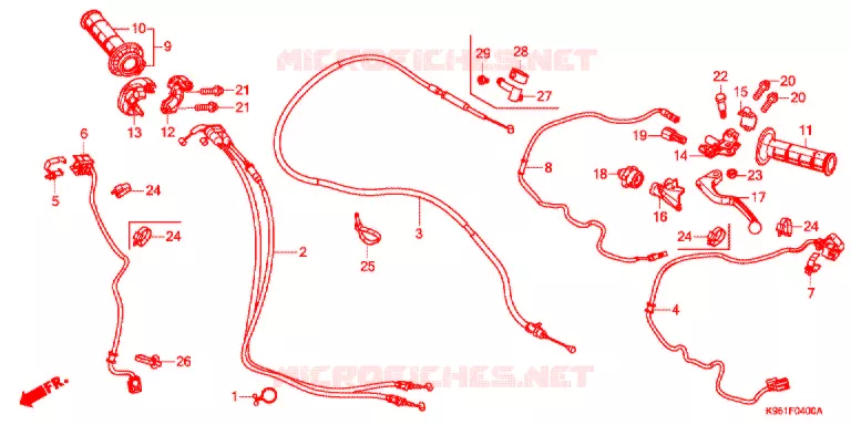LEVIER DE GUIDON - CABLE - COMMODO Honda MOTO 250 CRF 2021  CRF250RXL