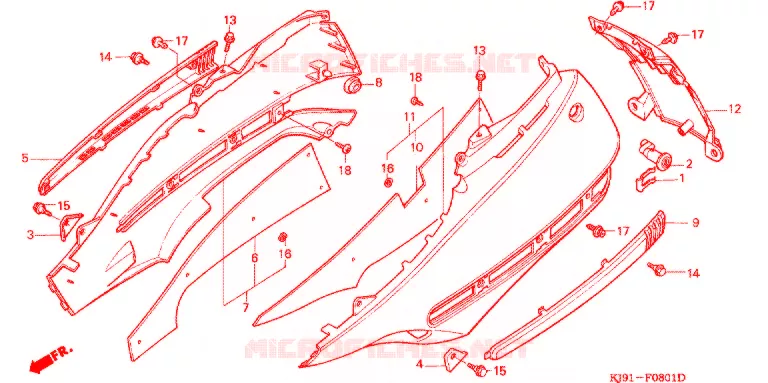 COUVERCLE ARRIERE (CH125H/N/P/R) Honda SCOOTER 125 SPACY 1987  CH125H