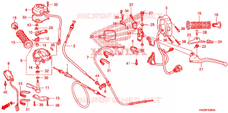 LEVIER DE GUIDON - CABLE - COMMODO Honda ATV 500 FOURTRAX 2011  TRX500FAB