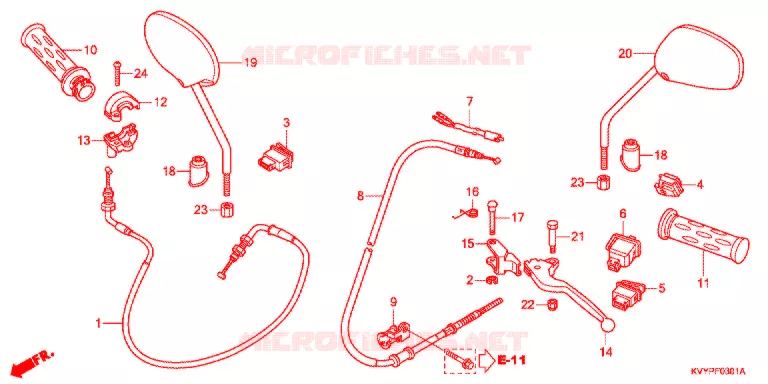 LEVIER DE GUIDON/COMMUTATEUR/CABLE (ANC110CSP/ACC110CS/S) Honda SCOOTER 110 BEAT 2013  ACC110CSC