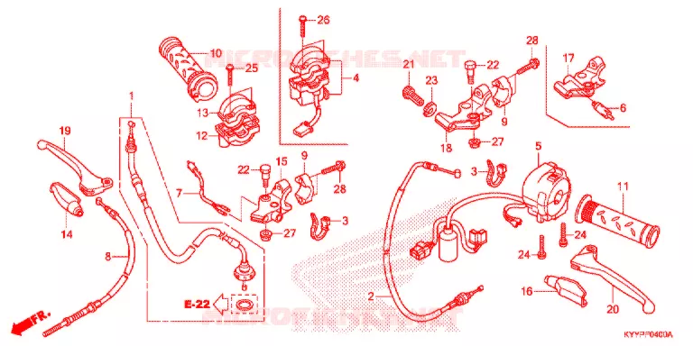 LEVIER DE GUIDON - CABLE - COMMODO Honda MOTO 125 CB 2013  CGX125SHD