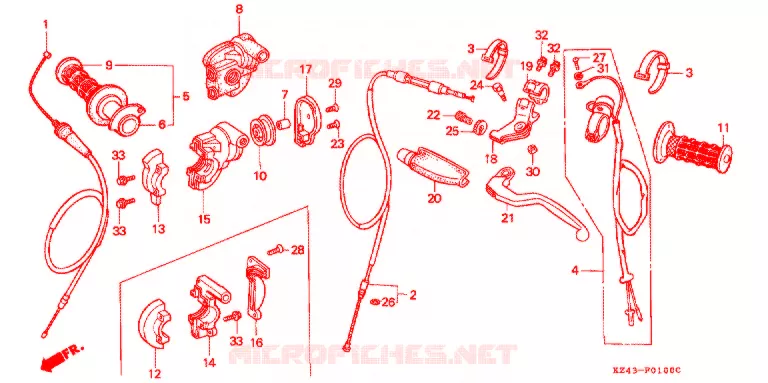 LEVIER DE GUIDON - CABLE - COMMODO Honda MOTO 125 CR 1991  CR125RM