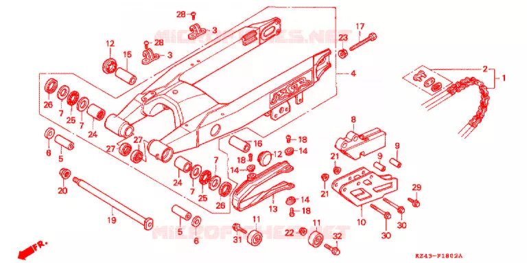 BRAS OSCILLANT  Honda MOTO 125 CR 1993  CR125RP