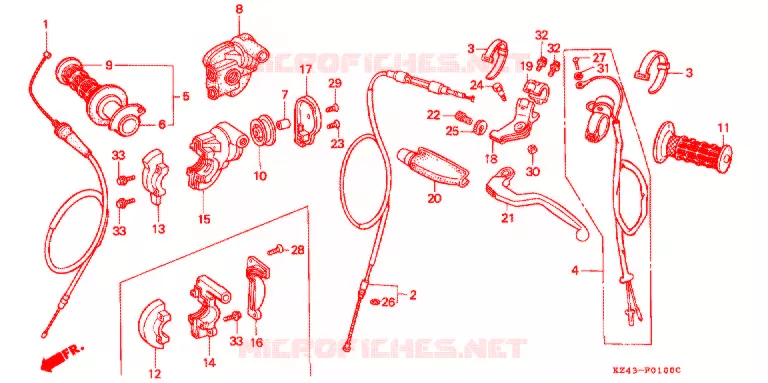 LEVIER DE GUIDON - CABLE - COMMODO Honda MOTO 125 CR 1993  CR125RP