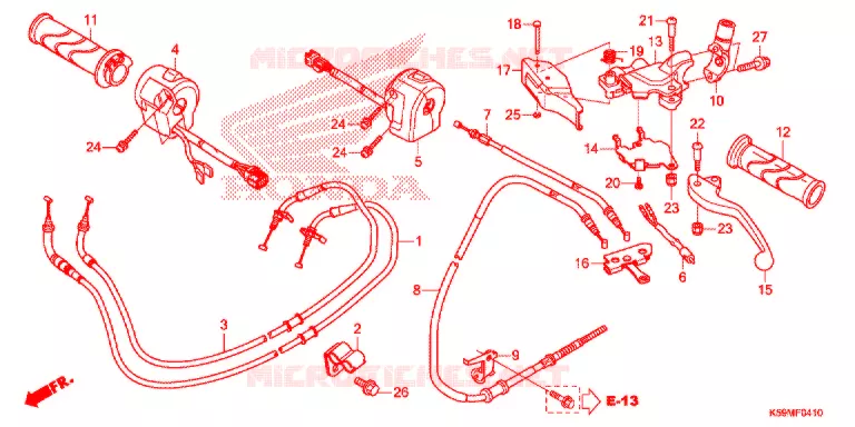 LEVIER DE GUIDON - CABLE - COMMODO Honda SCOOTER 150 VARIO 2021  ACB150CBTM