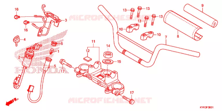 GUIDON - TE DE FOURCHE Honda MOTO 110 CRF 2022  CRF110FN
