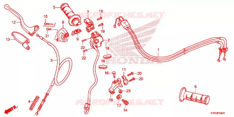 LEVIER DE GUIDON - CABLE - COMMODO Honda MOTO 110 CRF 2022  CRF110FN