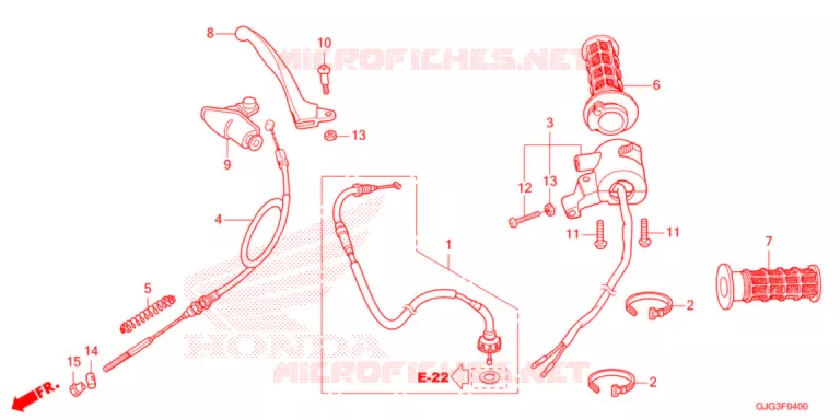 LEVIER DE GUIDON - CABLE - COMMODO Honda MOTO 50 CRF 2022  CRF50FN