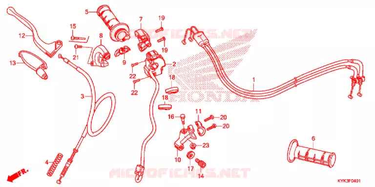 LEVIER DE GUIDON - CABLE - COMMODO Honda MOTO 110 CRF 2021  CRF110FM