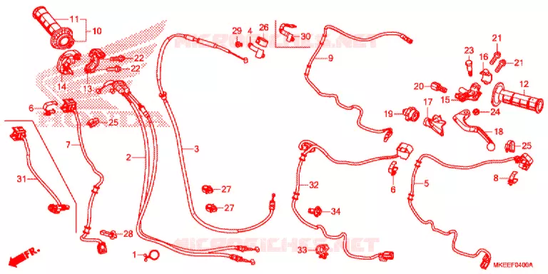 LEVIER DE GUIDON - CABLE - COMMODO Honda MOTO 450 CRF 2019  CRF450RXK