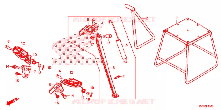 REPOSE PIED - BEQUILLE Honda MOTO 450 CRF 2019  CRF450RXK