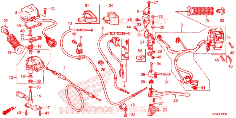 LEVIER DE GUIDON - CABLE - COMMODO Honda ATV 520 FOURTRAX 2021  TRX520FE2M