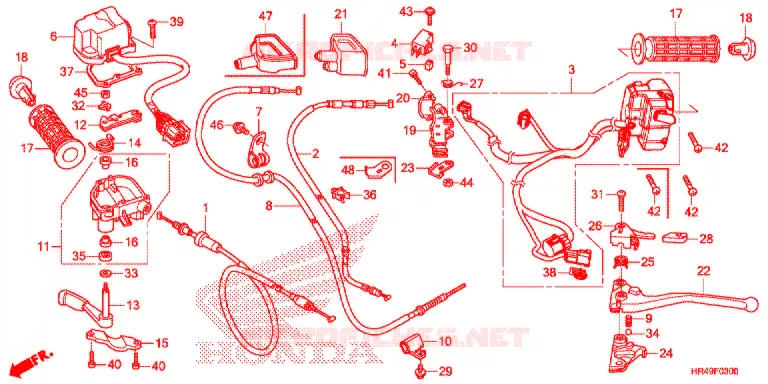 LEVIER DE GUIDON - CABLE - COMMODO Honda ATV 520 FOURTRAX 2021  TRX520FM2M