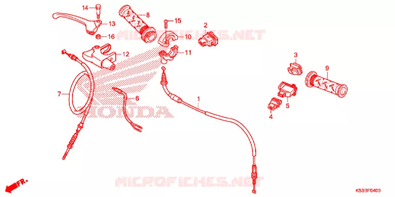 LEVIER DE GUIDON - CABLE - COMMODO Honda MOTO 125 BIZ 2016  BC125MCG