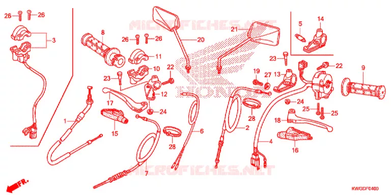 LEVIER DE GUIDON - CABLE - COMMODO Honda MOTO 125 CG 2013  CG125KSD