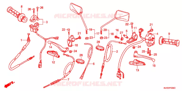 LEVIER DE GUIDON - CABLE - COMMODO Honda MOTO 150 CG 2012  CG150ESC